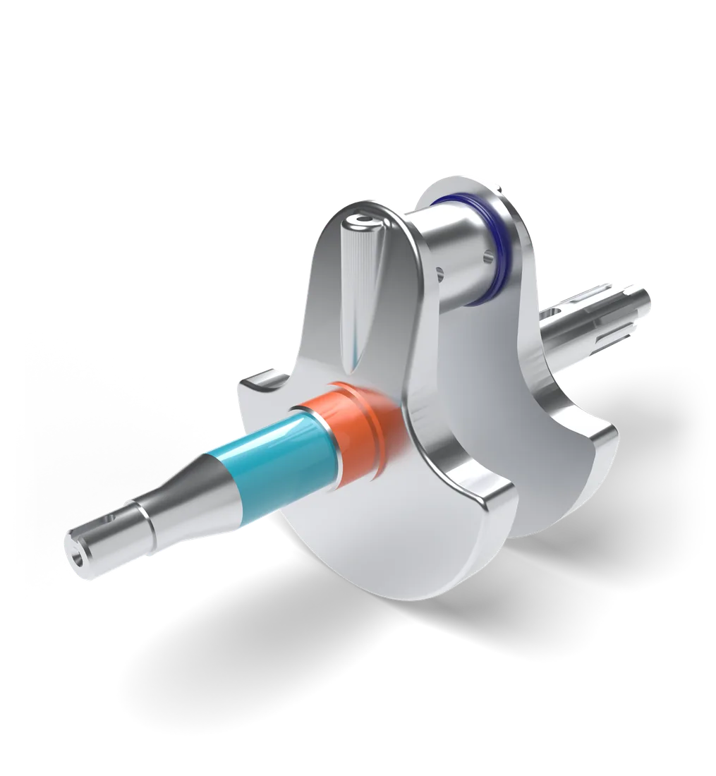 A forged part with its grip surface marked in cyan and its forbidden surface in orange